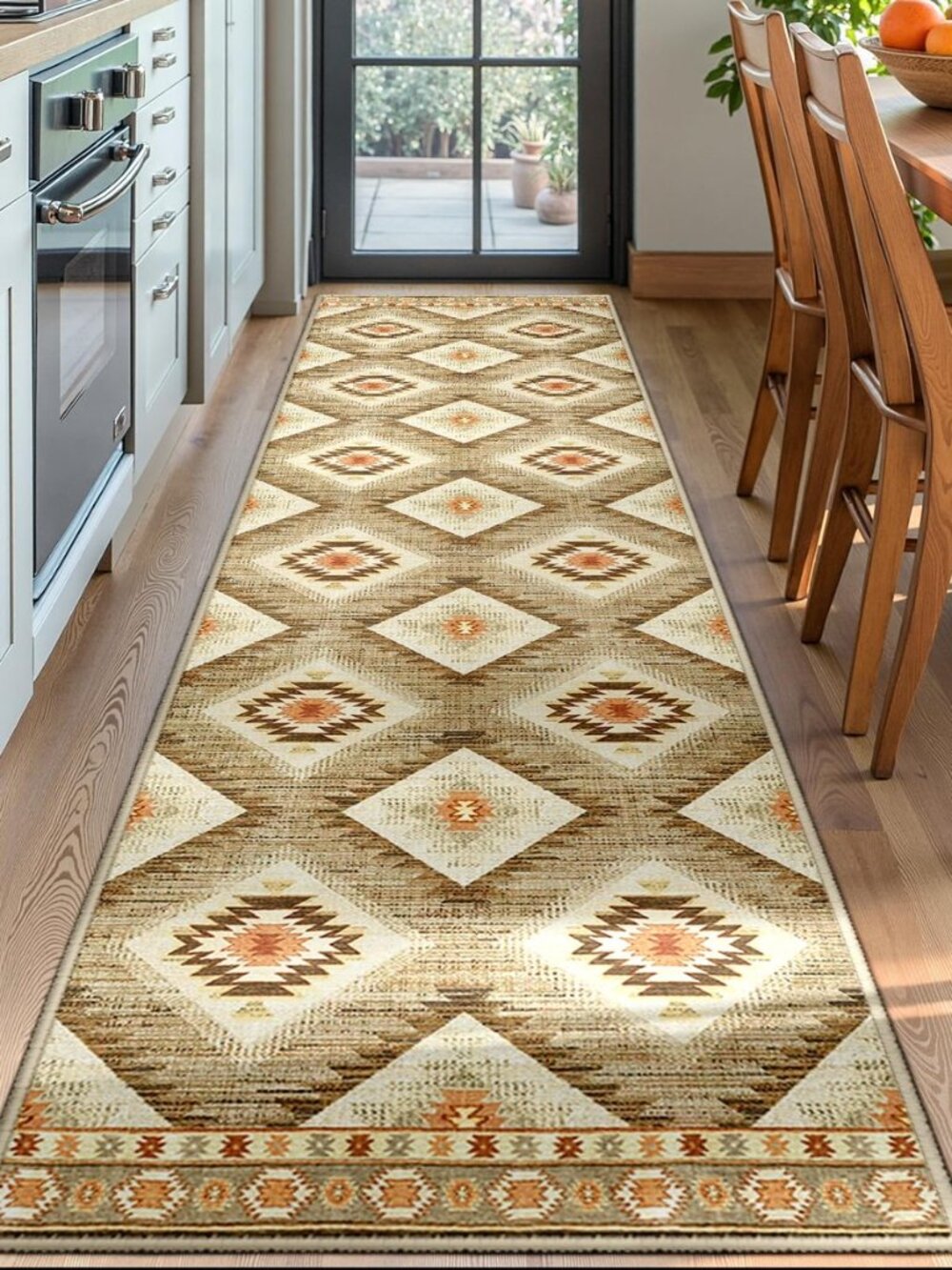 Area Rug 2x6 Rug Machine Washable Non-Slip Low Pile Print Pattern Western Rug - Picture 2 of 8